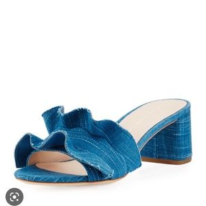Loeffler Randall Ruffle Vera Denim Mule Sandal